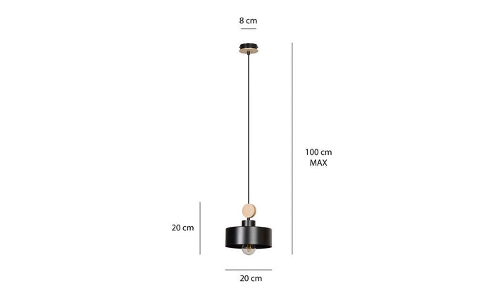 Lampada a Sospensione Tuniso, Nero, Acciaio, 20x100x20 cm, EPIKASA