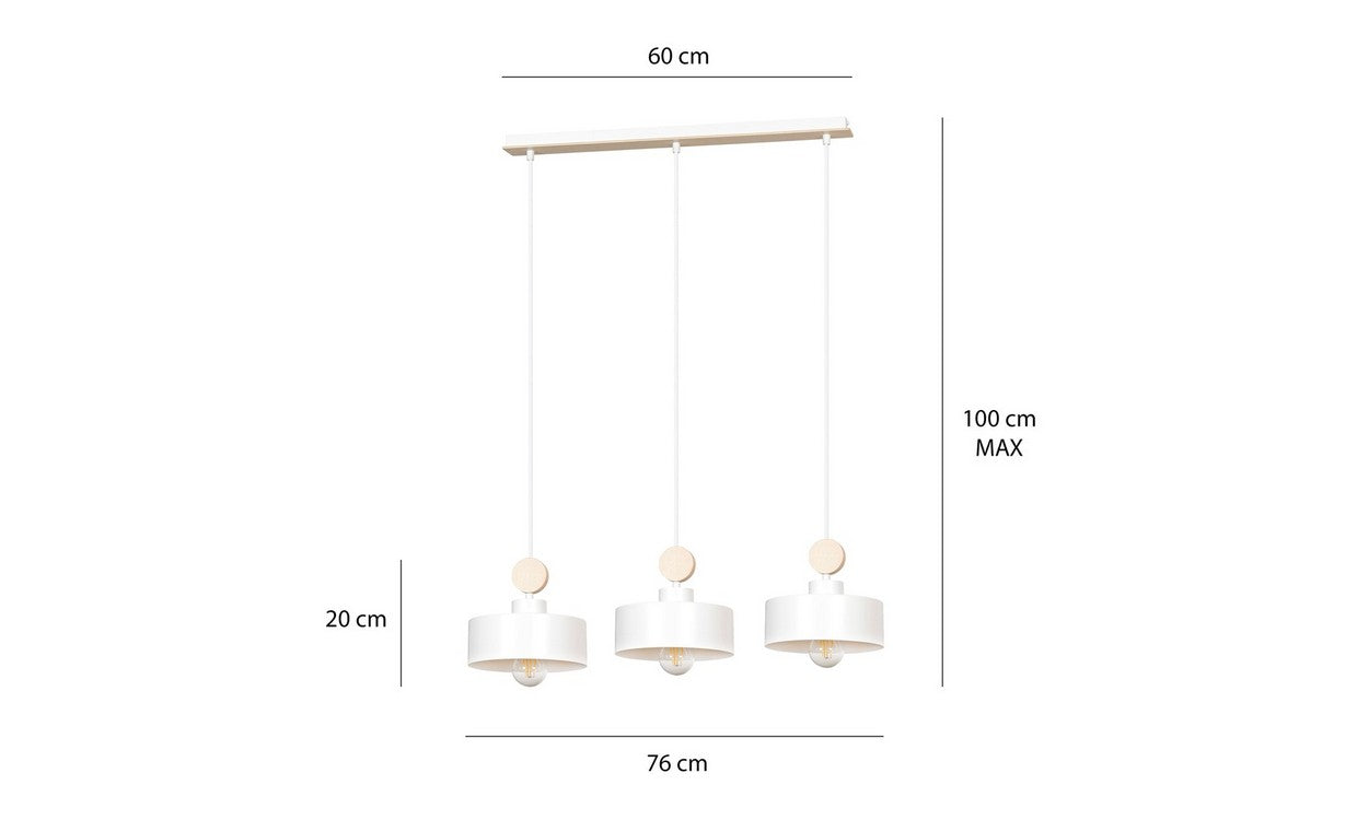 Lampada a Sospensione Tuniso, Bianco, Acciaio, 76x100x20 cm, EPIKASA