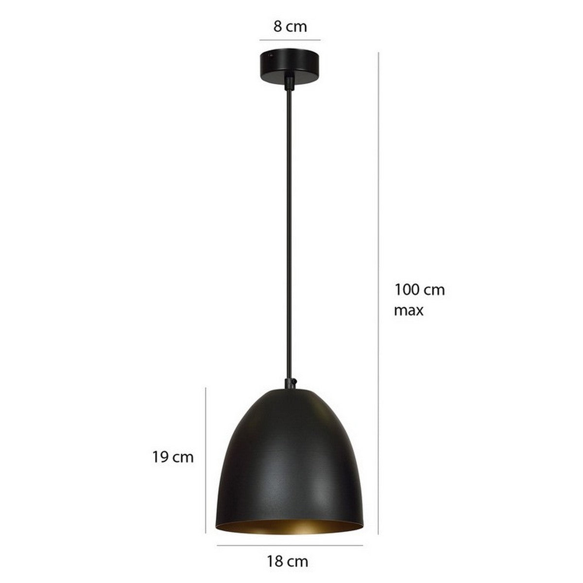 Lampada a Sospensione Lenox, Nero, Acciaio, 20x80x18 cm, EPIKASA