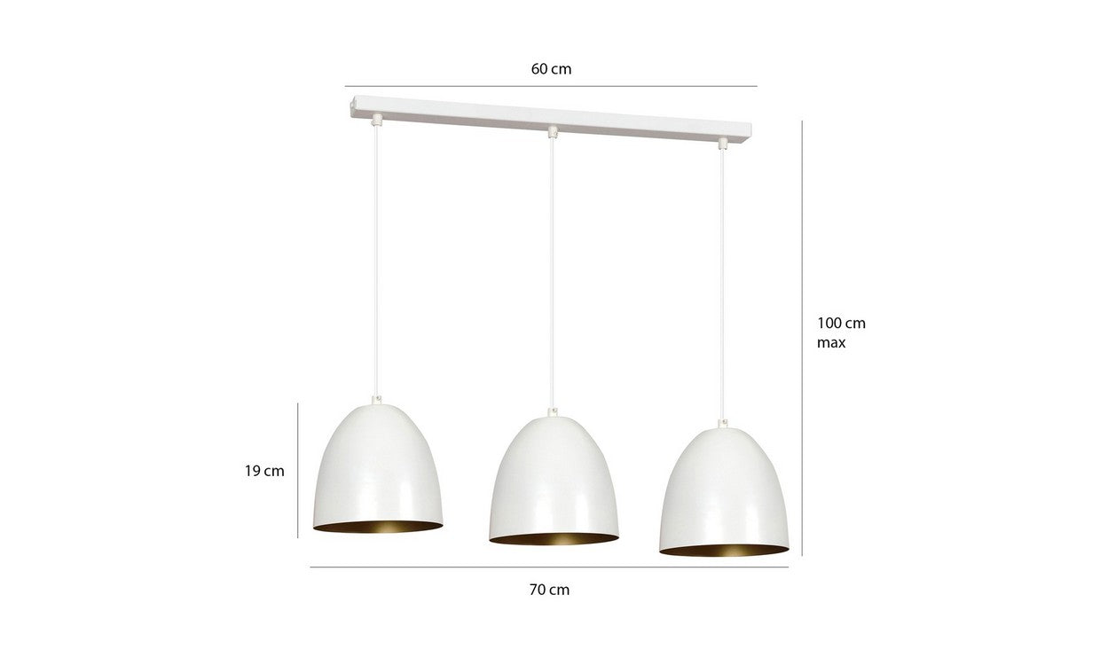 Lampada a Sospensione Lenox, Bianco, Acciaio, 70x80x18 cm, EPIKASA