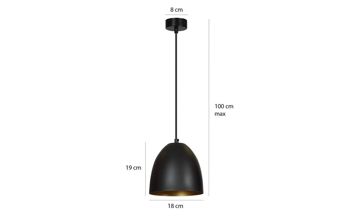 Lampada a Sospensione Lenox, Nero, Acciaio, 20x80x18 cm, EPIKASA