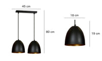 Lampada a Sospensione Lenox, Nero, Acciaio, 45x80x18 cm, EPIKASA