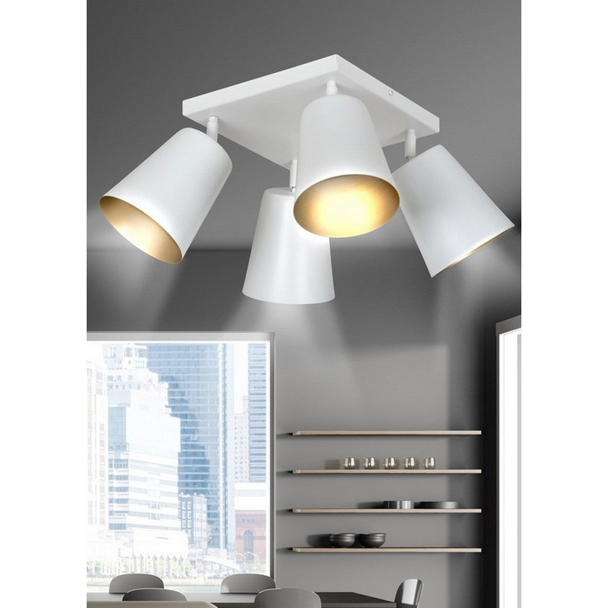 Lampada a Soffitto Prism, Bianco, Acciaio, 55x30x60 cm, EPIKASA