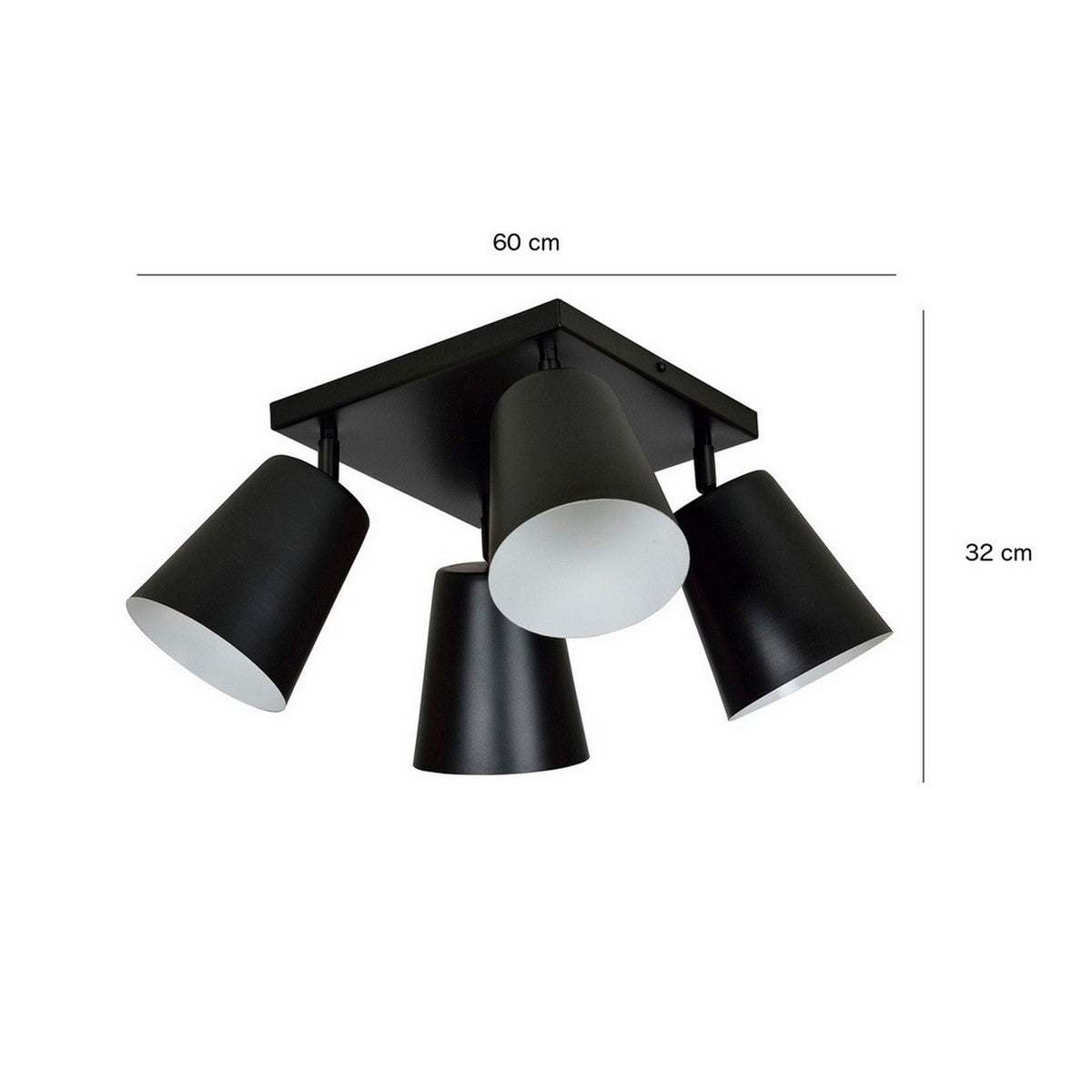 Lampada a Soffitto Prism, Nero, Acciaio, 55x30x60 cm, EPIKASA