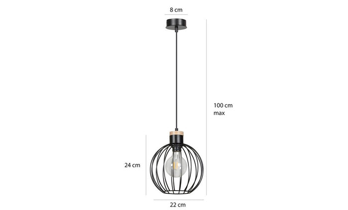 Lampada a Sospensione Barbado, Nero, Acciaio, 22x100x22 cm, EPIKASA