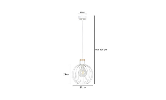 Lampada a Sospensione Barbado, Bianco, Acciaio, 22x100x22 cm, EPIKASA