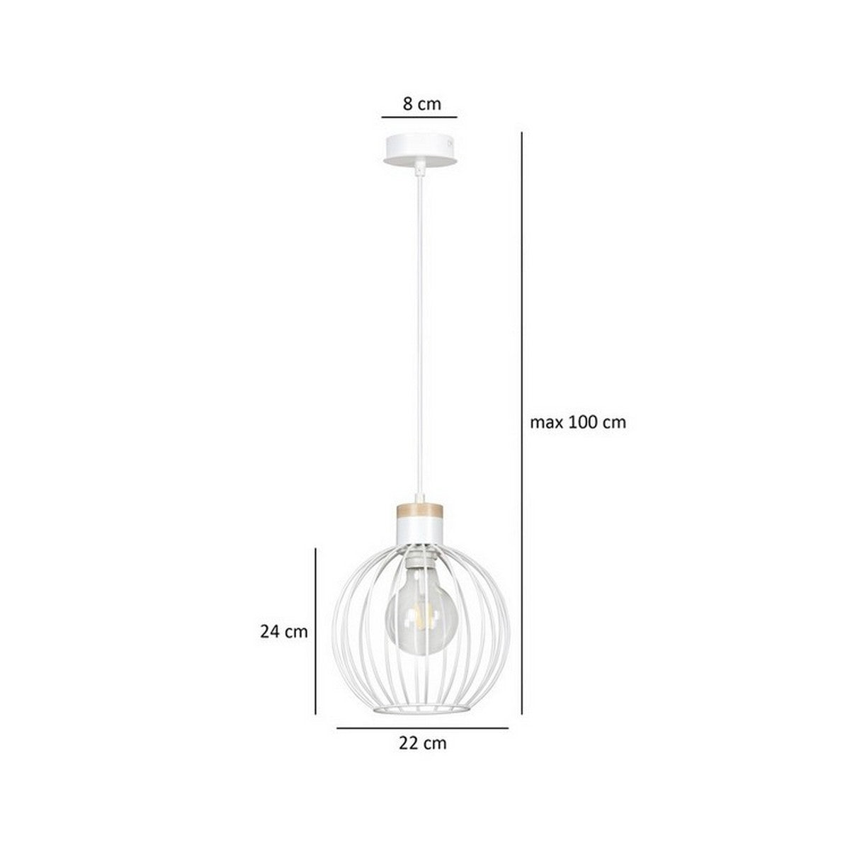 Lampada a Sospensione Barbado, Bianco, Acciaio, 22x100x22 cm, EPIKASA