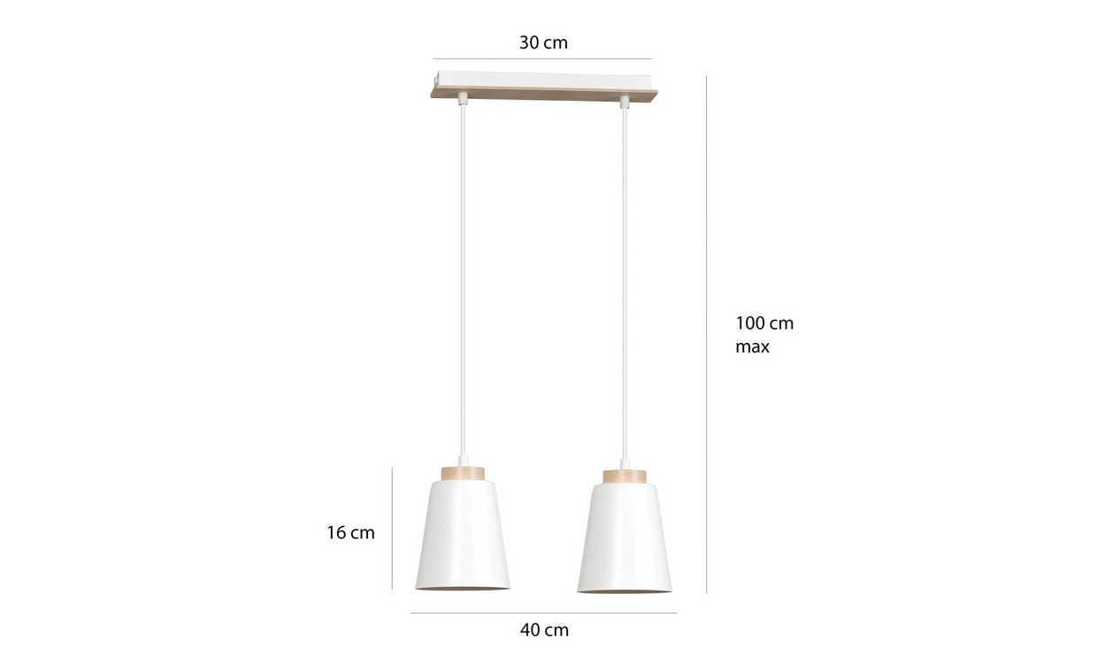 Lampada a Sospensione Bolero, Bianco, Acciaio, 40x100x14 cm, EPIKASA