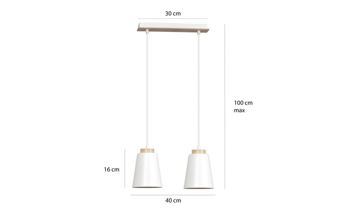 Lampada a Sospensione Bolero, Bianco, Acciaio, 40x100x14 cm, EPIKASA