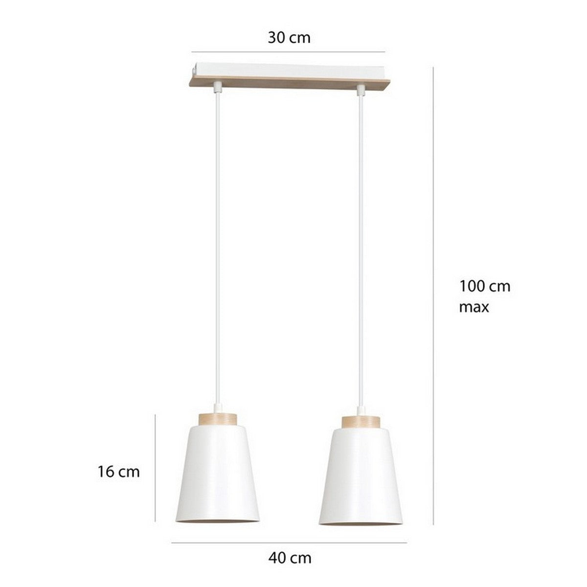 Lampada a Sospensione Bolero, Bianco, Acciaio, 40x100x14 cm, EPIKASA