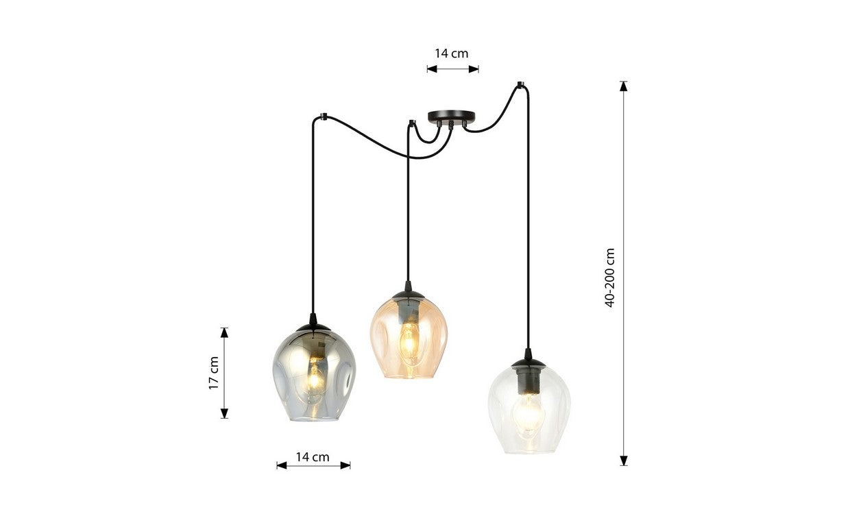 Lampada a Sospensione Level, Nero, Acciaio, 14x200x40 cm, EPIKASA