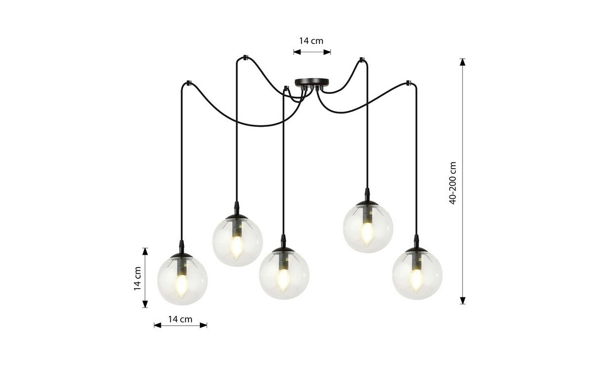 Lampada a Sospensione Gigi, Nero, Acciaio, 200x200x70 cm, EPIKASA