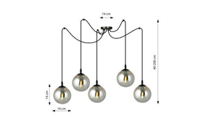 Lampada a Sospensione Gigi, Grigio, Acciaio, 200x200x70 cm, EPIKASA