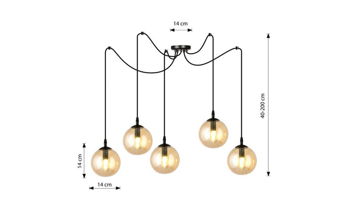 Lampada a Sospensione Gigi, Ambra, Acciaio, 200x200x70 cm, EPIKASA