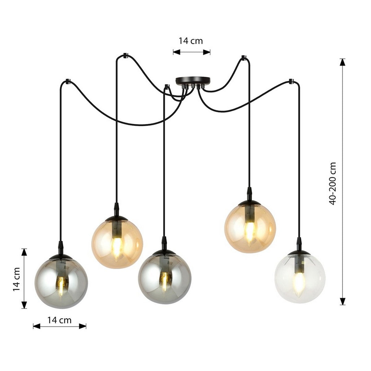 Lampada a Sospensione Gigi, Nero, Acciaio, 200x200x70 cm, EPIKASA