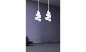 Lampada a Sospensione Saga, Bianco, Acciaio, 40x100x14 cm, EPIKASA