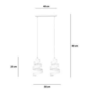 Lampada a Sospensione Saga, Bianco, Acciaio, 40x100x14 cm, EPIKASA