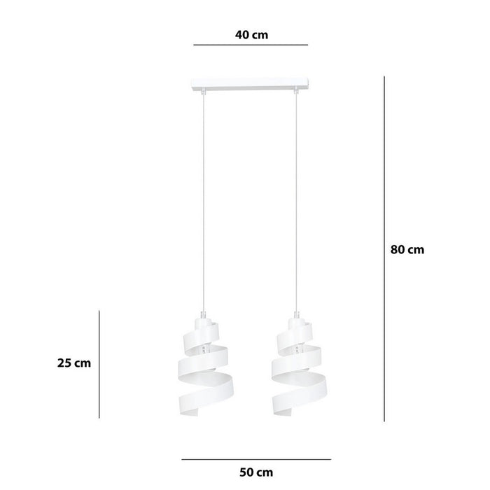 Lampada a Sospensione Saga, Bianco, Acciaio, 40x100x14 cm, EPIKASA