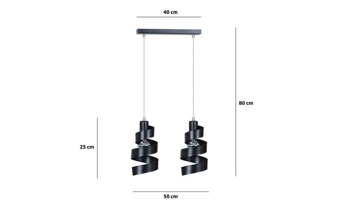 Lampada a Sospensione Saga, Nero, Acciaio, 40x100x14 cm, EPIKASA