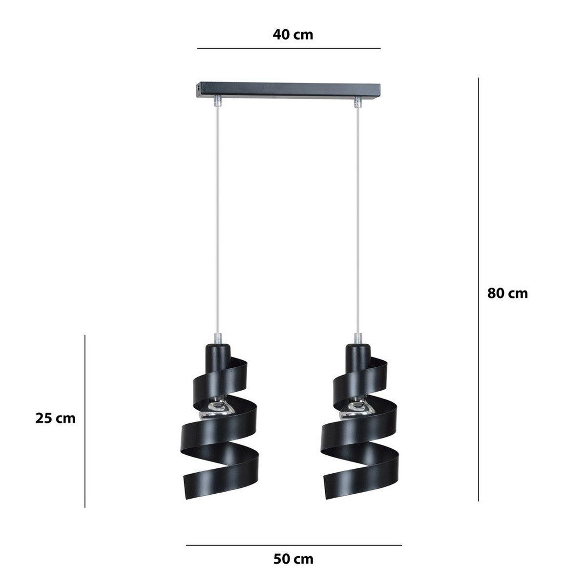 Lampada a Sospensione Saga, Nero, Acciaio, 40x100x14 cm, EPIKASA