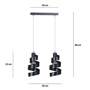 Lampada a Sospensione Saga, Nero, Acciaio, 40x100x14 cm, EPIKASA