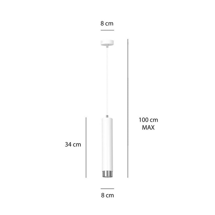 Lampada a Sospensione Kibo, Bianco, Acciaio, 8x100x8 cm, EPIKASA