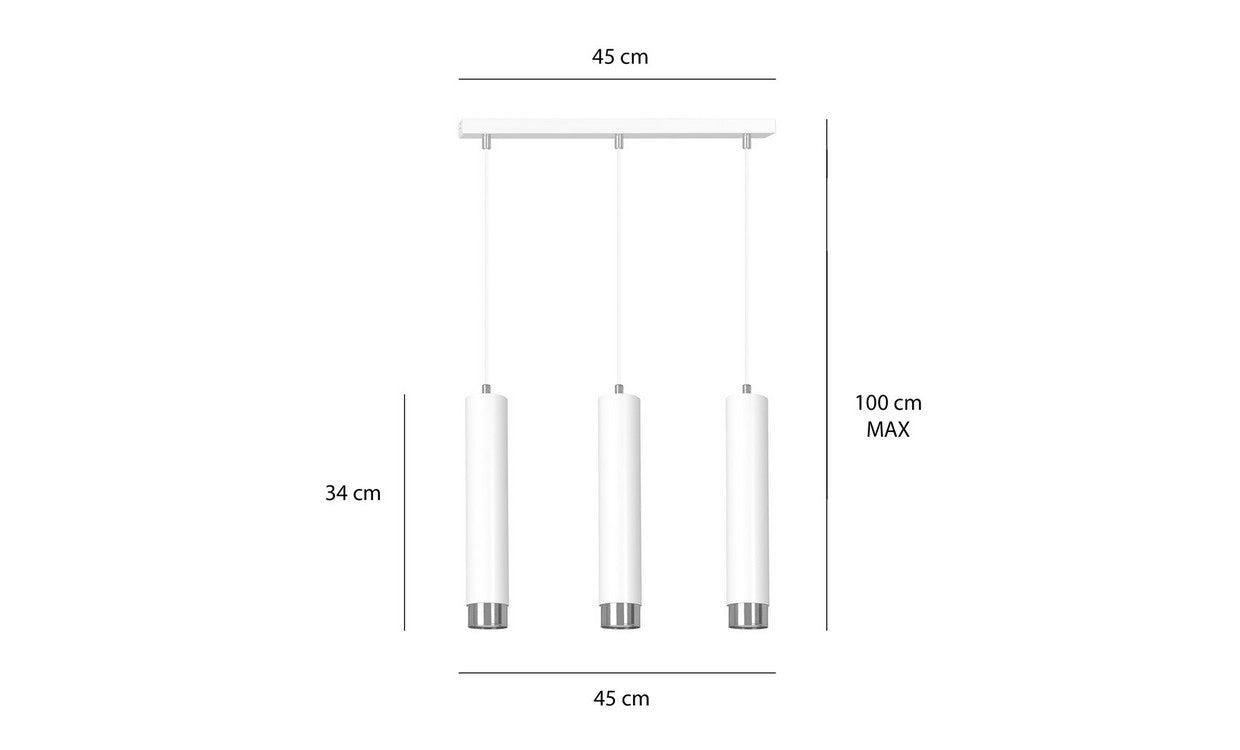 Lampada a Sospensione Kibo, Bianco, Acciaio, 45x100x6 cm, EPIKASA