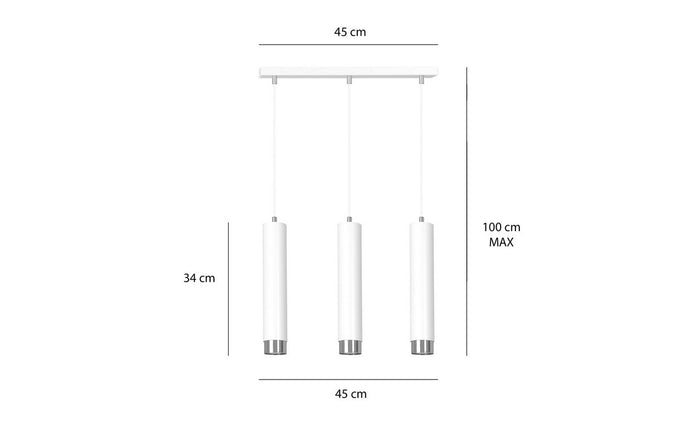 Lampada a Sospensione Kibo, Bianco, Acciaio, 45x100x6 cm, EPIKASA