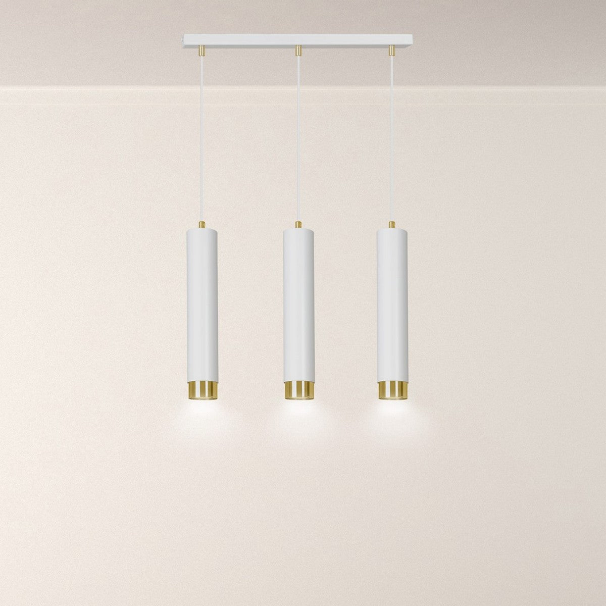 Lampada a Sospensione Kibo, Bianco, Acciaio, 45x100x6 cm, EPIKASA