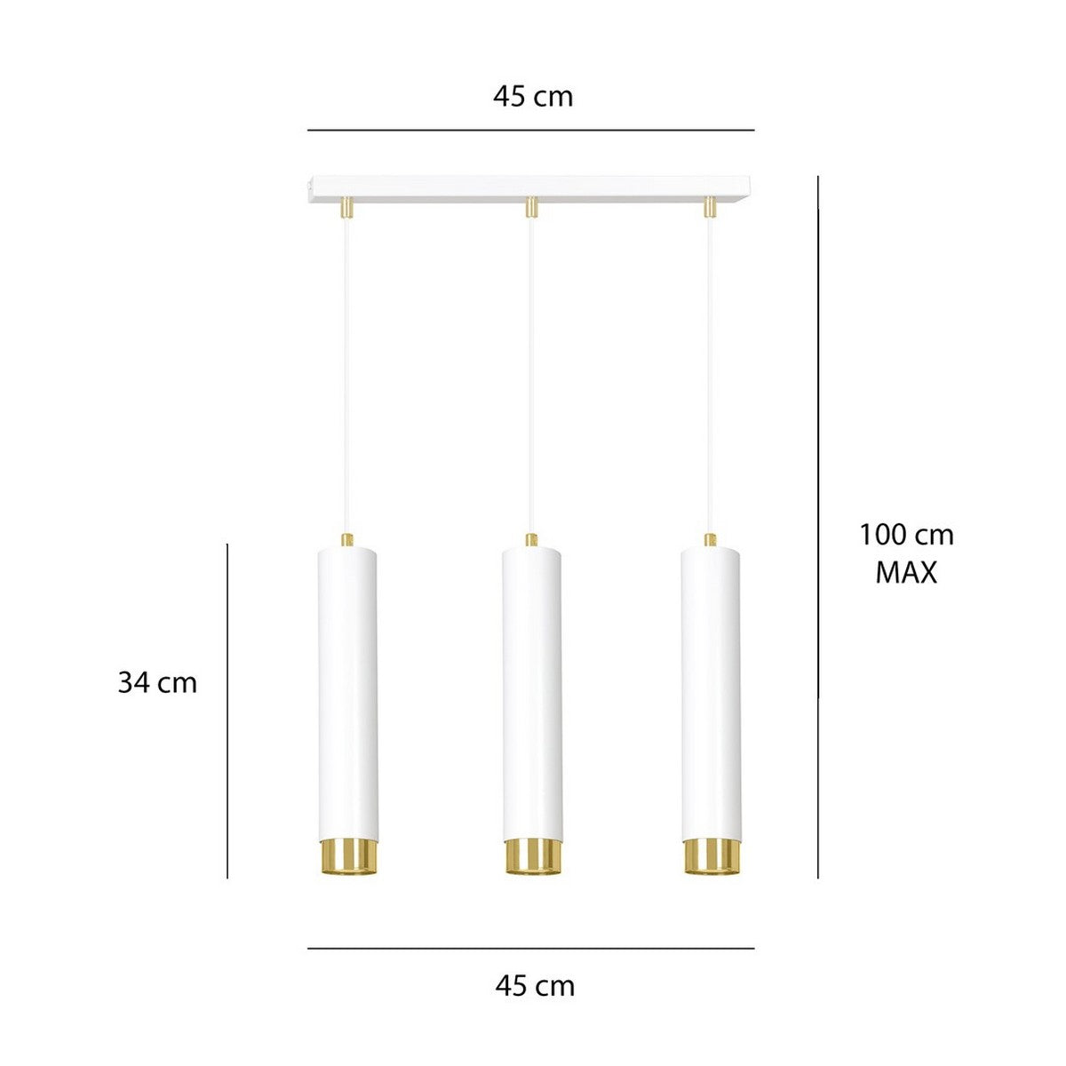 Lampada a Sospensione Kibo, Bianco, Acciaio, 45x100x6 cm, EPIKASA