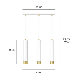 Lampada a Sospensione Kibo, Bianco, Acciaio, 45x100x6 cm, EPIKASA