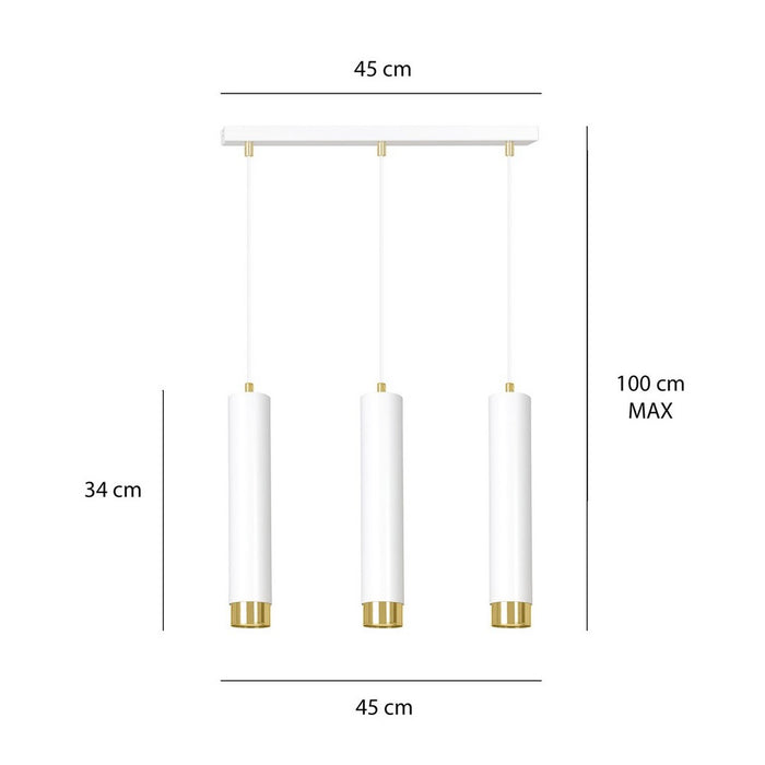 Lampada a Sospensione Kibo, Bianco, Acciaio, 45x100x6 cm, EPIKASA