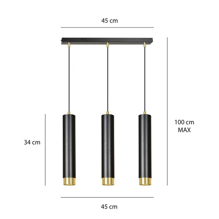 Lampada a Sospensione Kibo, Nero, Acciaio, 45x100x6 cm, EPIKASA