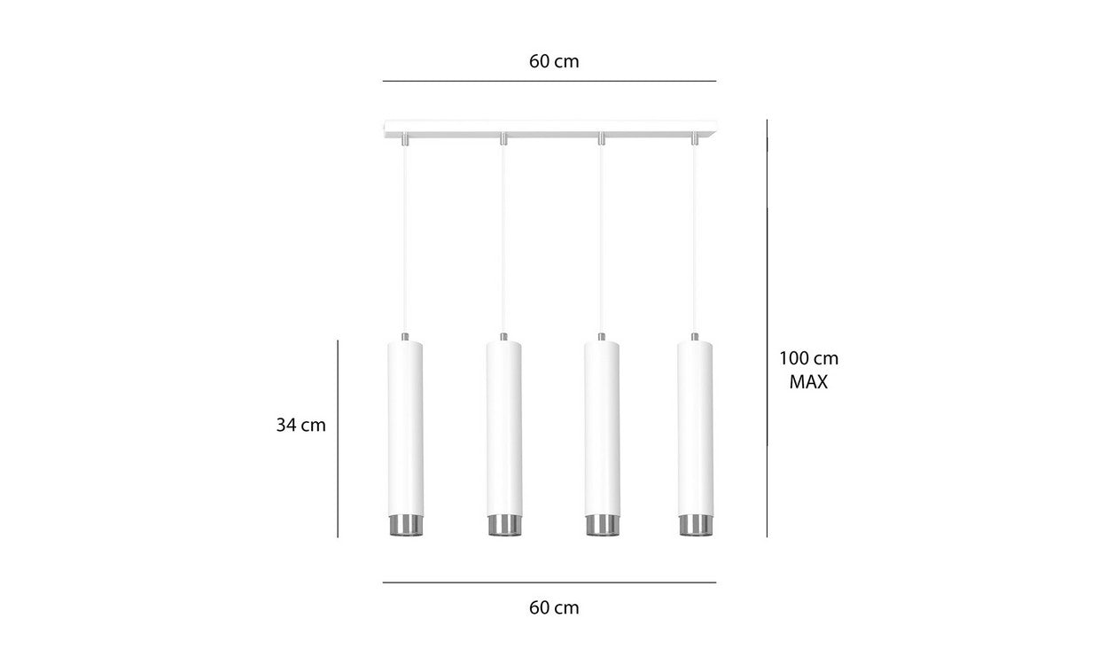 Lampada a Sospensione Kibo, Bianco, Acciaio, 60x100x6 cm, EPIKASA