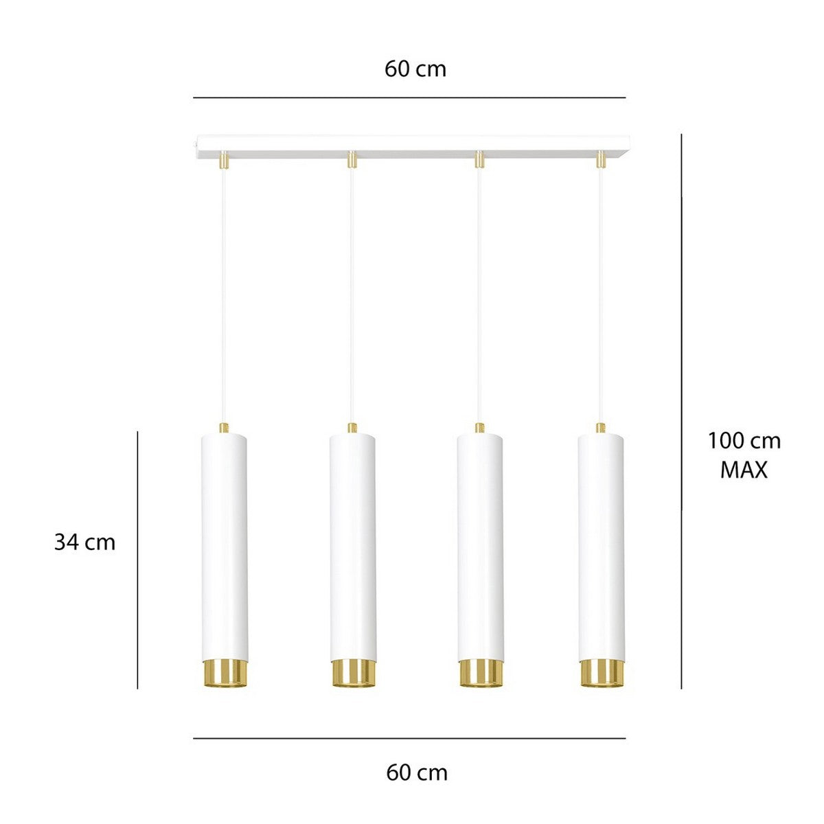 Lampada a Sospensione Kibo, Bianco, Acciaio, 60x100x6 cm, EPIKASA