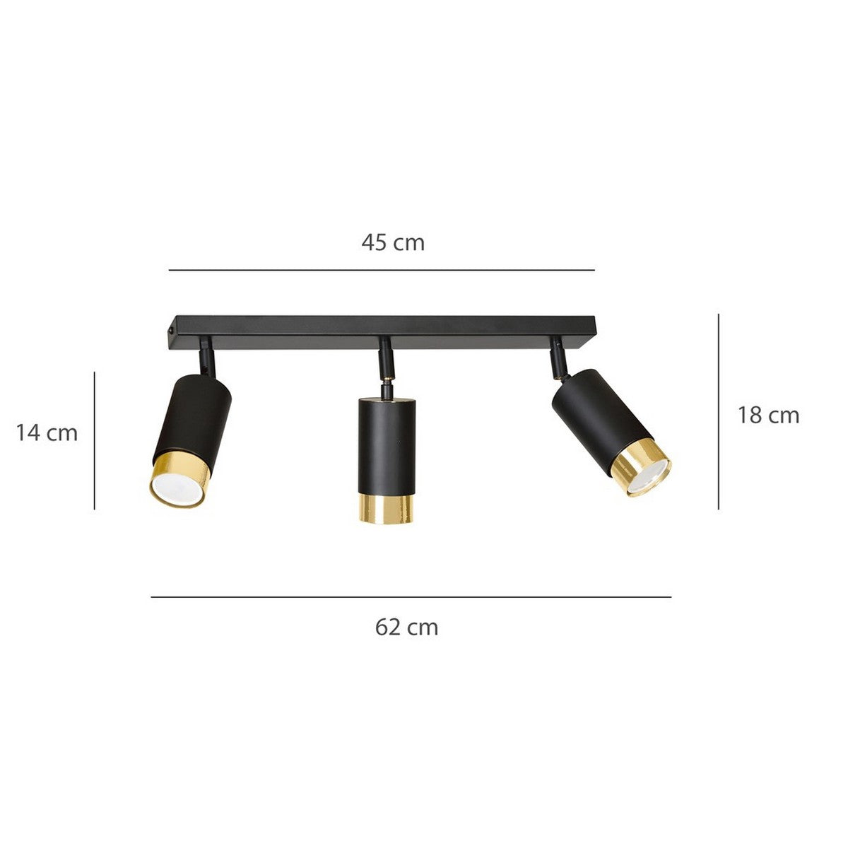 Lampada a Soffitto Hiro, Nero, Acciaio, 45x19x6 cm, EPIKASA