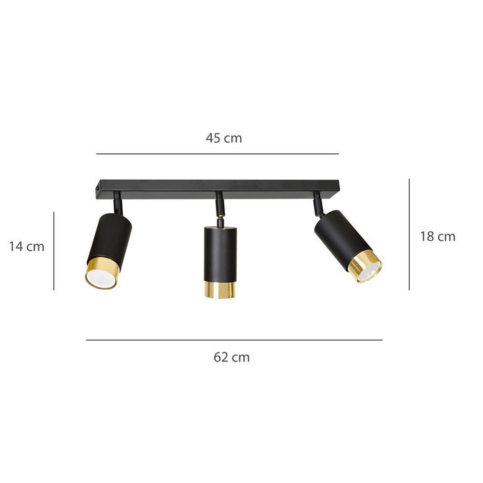 Lampada a Soffitto Hiro, Nero, Acciaio, 45x19x6 cm, EPIKASA