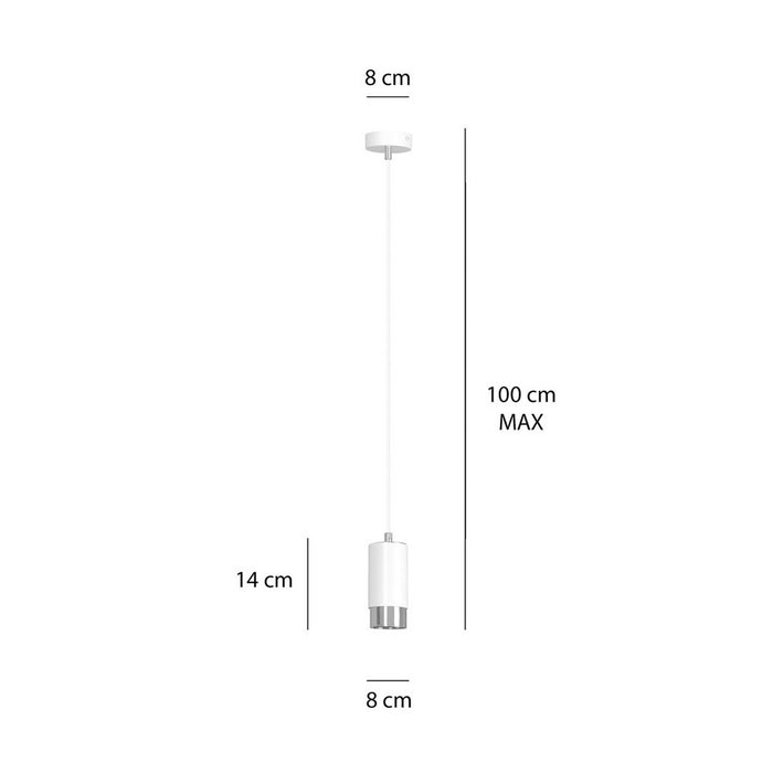 Lampada a Sospensione Fumiko, Bianco, Acciaio, 8x100x8 cm, EPIKASA