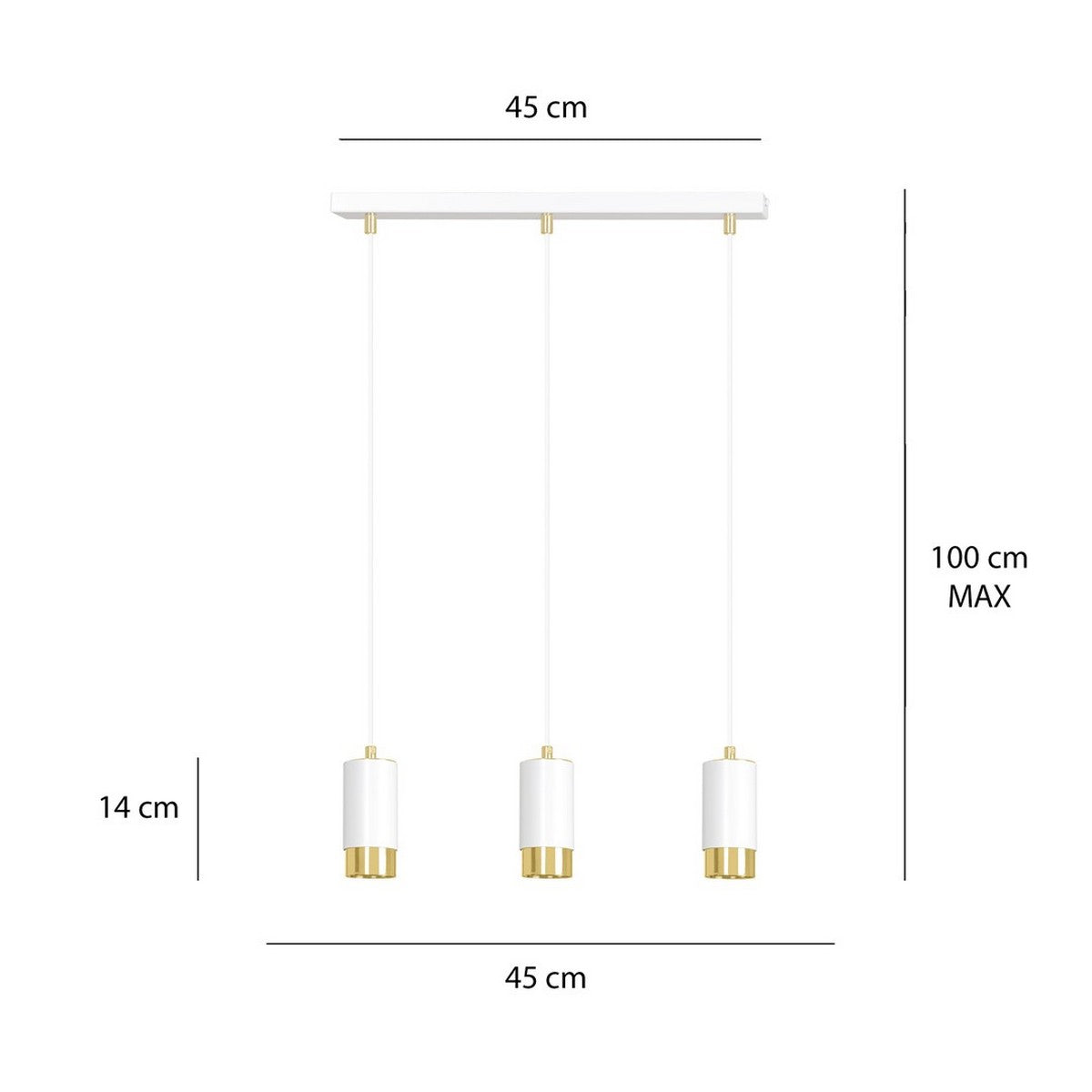 Lampada a Sospensione Fumiko, Bianco, Acciaio, 45x100x6 cm, EPIKASA