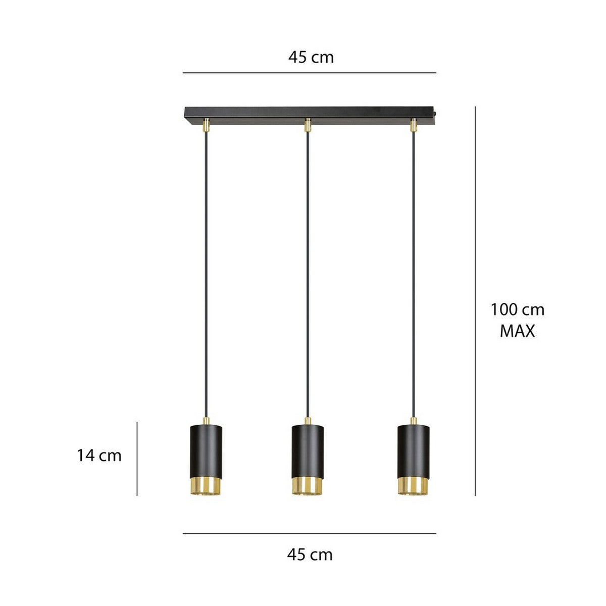 Lampada a Sospensione Fumiko, Nero, Acciaio, 45x100x6 cm, EPIKASA