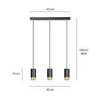 Lampada a Sospensione Fumiko, Nero, Acciaio, 45x100x6 cm, EPIKASA