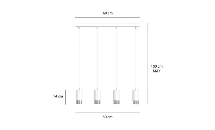 Lampada a Sospensione Fumiko, Bianco, Acciaio, 60x100x6 cm, EPIKASA