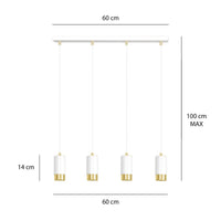 Lampada a Sospensione Fumiko, Bianco, Acciaio, 60x100x6 cm, EPIKASA