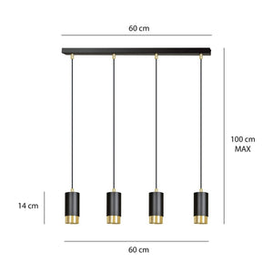 Lampada a Sospensione Fumiko, Nero, Acciaio, 60x100x6 cm, EPIKASA