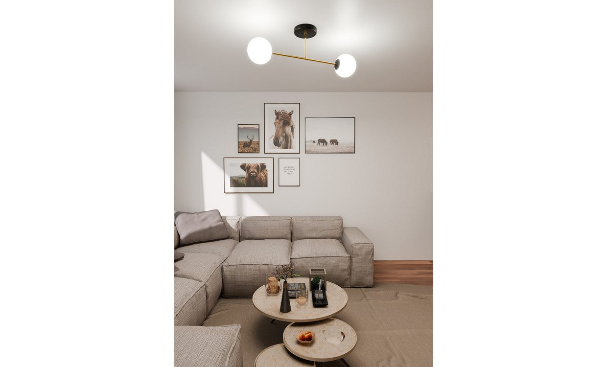 Lampada a Soffitto Baster, Bianco, Acciaio, 60x17x14 cm, EPIKASA