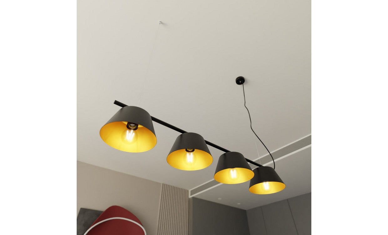 Lampada a Sospensione Ritz, Nero, Acciaio, 95x100x28 cm, EPIKASA