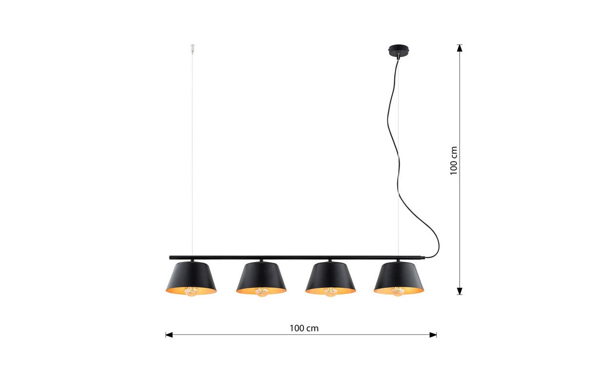 Lampada a Sospensione Ritz, Nero, Acciaio, 95x100x28 cm, EPIKASA