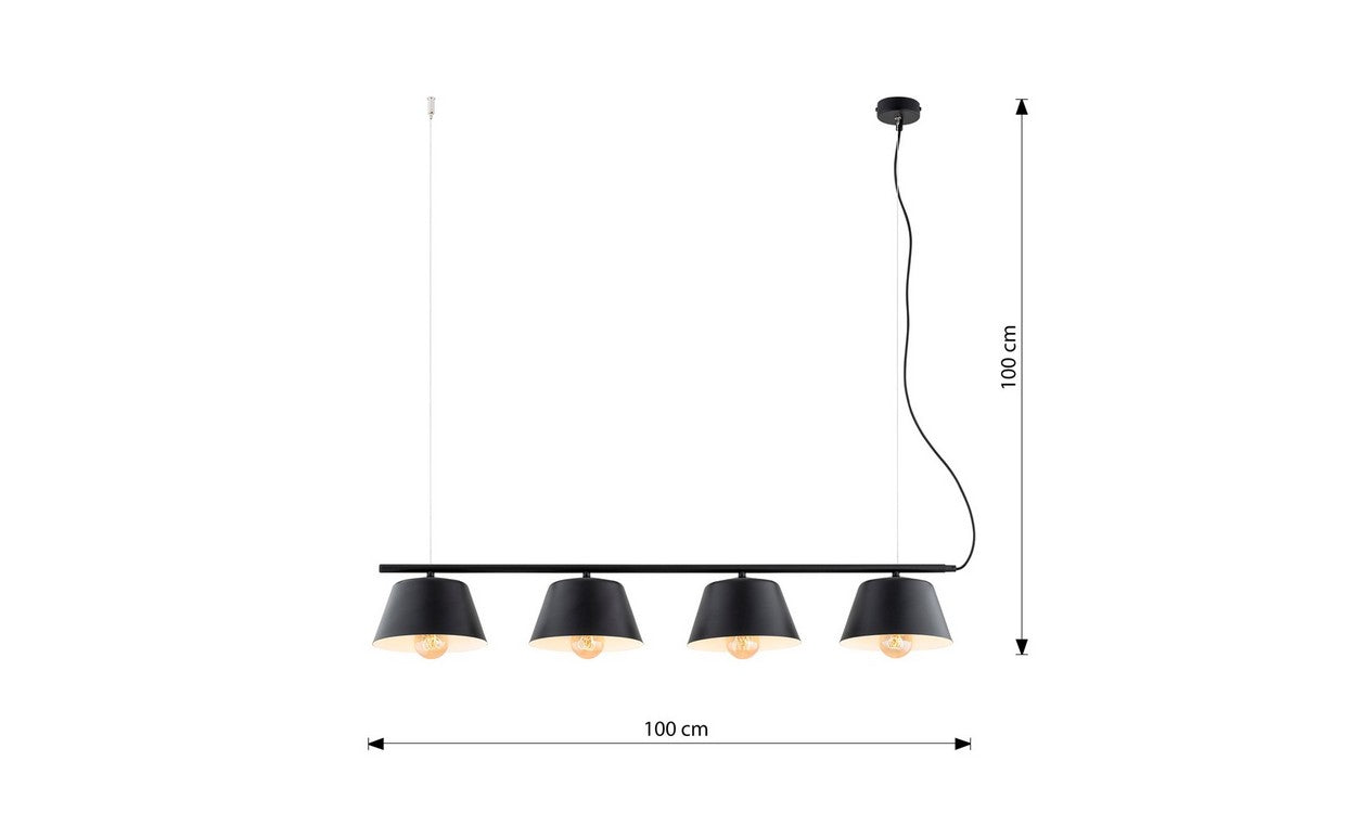 Lampada a Sospensione Ritz, Nero, Acciaio, 80x100x28 cm, EPIKASA