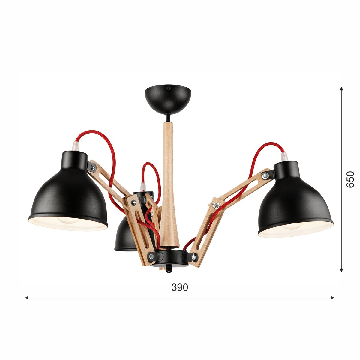 Lampada a Sospensione Marcello, Nero, Legno, 65x39x39 cm, EPIKASA