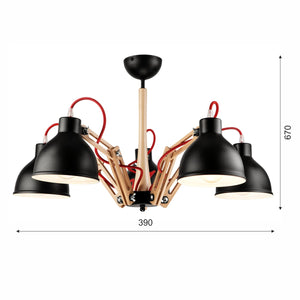 Lampada a Sospensione Marcello, Nero, Legno, 67x39x39 cm, EPIKASA